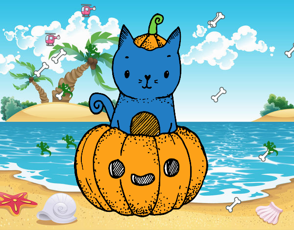 Un gatito de Halloween