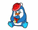 Un pingüino con regalo de Navidad