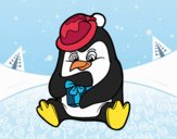 Un pingüino con regalo de Navidad