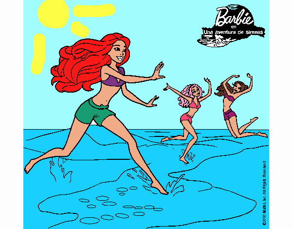 dibujo de Danna y hoy les presento a  Barbie y sus amigas de regreso a la playa.