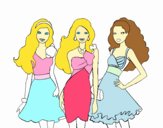 Barbie y sus amigas vestidas de fiesta