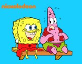 Bob Esponja y Patricio en bañador