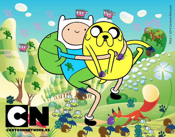 Finn y Jake abrazados