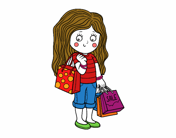 Niña con compras de verano