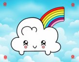 Nube con arco iris kawaii