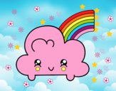 Nube con arco iris kawaii