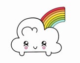 Nube con arco iris kawaii