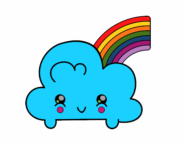 Nube con arco iris kawaii