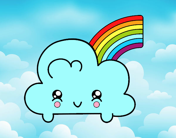 Nube con arco iris kawaii