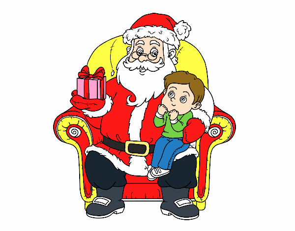 Papá Noel y niño en Navidad