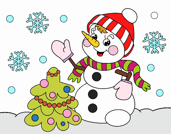 Dibujo de Postal de Navidad muñeco de nieve pintado por en  el  día 06-11-20 a las 15:15:19. Imprime, pinta o colorea tus propios dibujos!