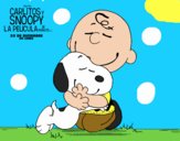 Snoopy y Carlitos abrazados