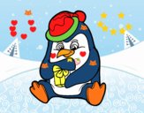 Un pingüino con regalo de Navidad