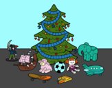 Árbol de Navidad y juguetes