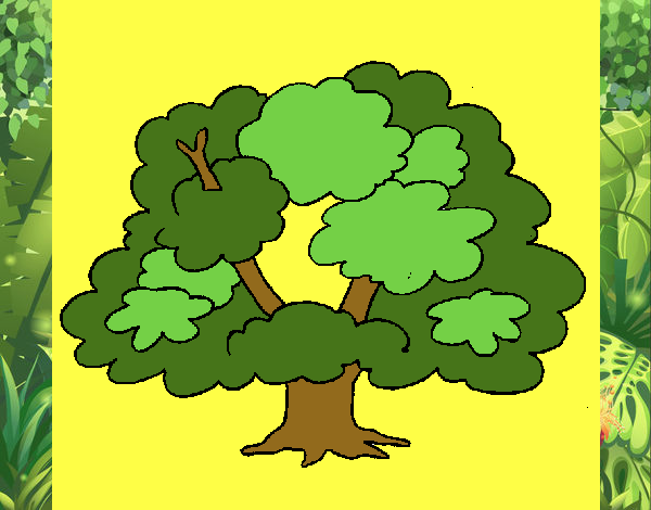 árbol otoñal verde , amarillo y marrón