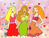 Barbie y sus amigas vestidas de fiesta