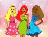 Barbie y sus amigas vestidas de fiesta