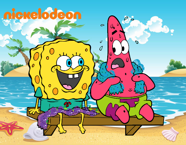 Bob Esponja y Patricio en bañador