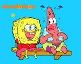 Bob Esponja y Patricio en bañador