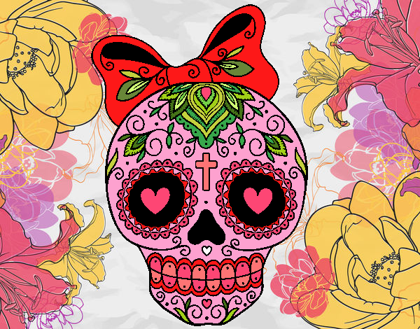 Calavera mejicana con lazo