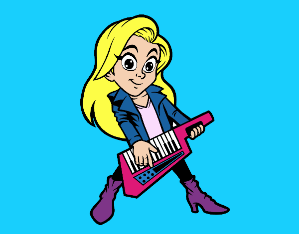 Chica tocando el keytar