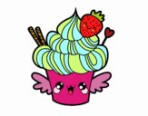 Cupcake kawaii con fresa