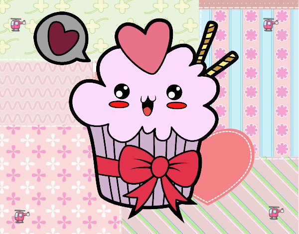 Cupcake kawaii con lazo