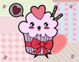 Cupcake kawaii con lazo