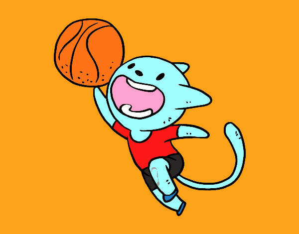 Gato jugando a baloncesto