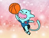 Gato jugando a baloncesto