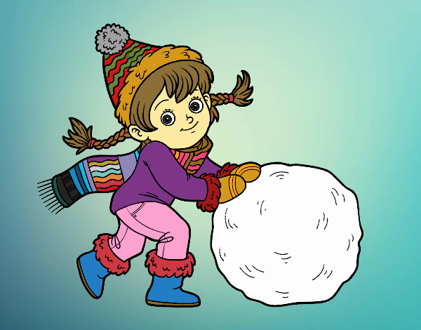 Niña con gran bola de nieve