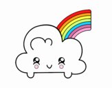 Nube con arco iris kawaii