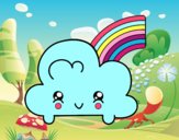 Nube con arco iris kawaii