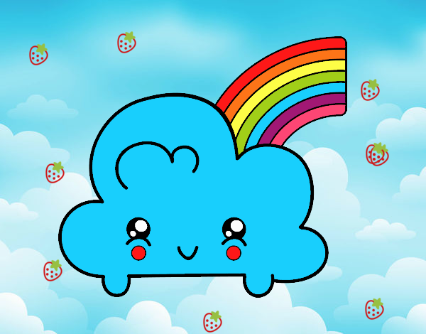 Nube con arco iris kawaii