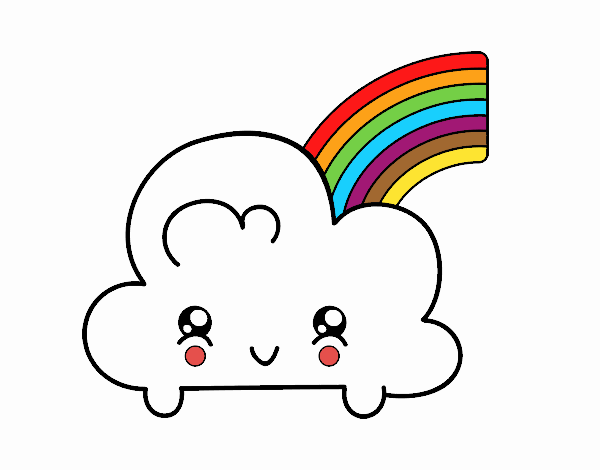 Nube con arco iris kawaii