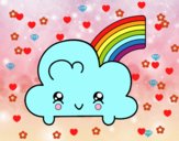 Nube con arco iris kawaii