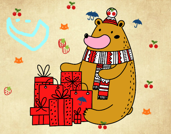 Oso con regalos de Navidad