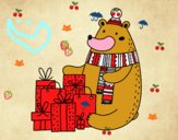 Oso con regalos de Navidad