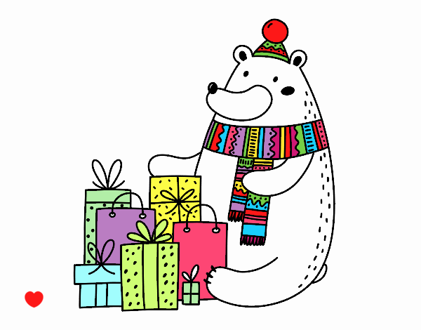 Oso con regalos de Navidad