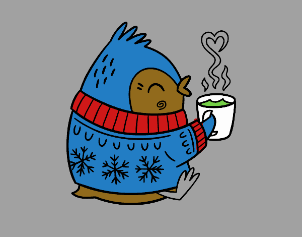 Pajarito tomando un té