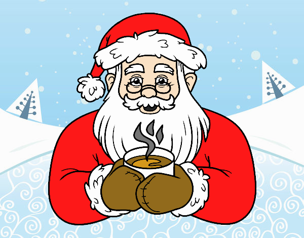 Papá Noel con taza de café