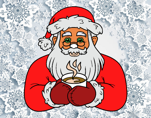 Papá Noel con taza de café