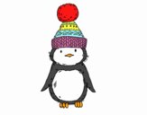 Pingüino con gorro de invierno