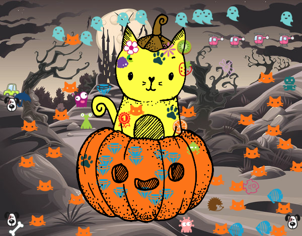 Un gatito de Halloween