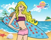 Barbie con tabla de surf