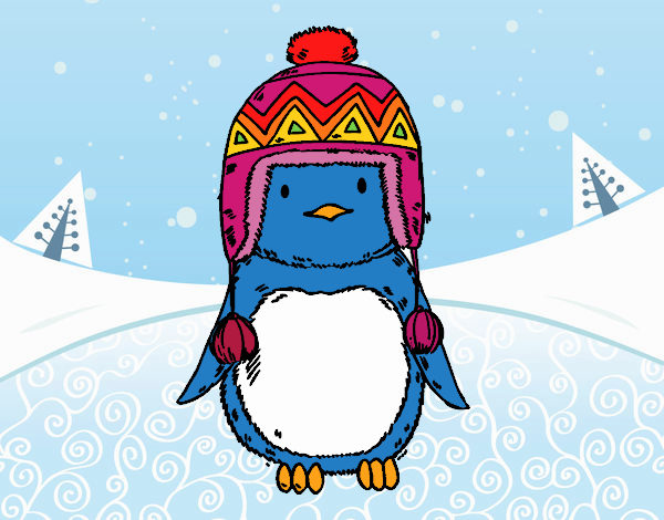 Bebé pingüino con gorrito