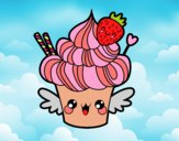 Cupcake kawaii con fresa