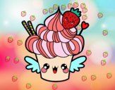 Cupcake kawaii con fresa