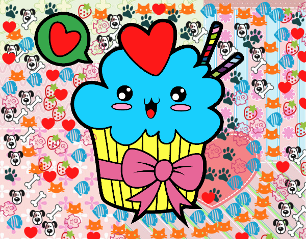 Cupcake kawaii con lazo