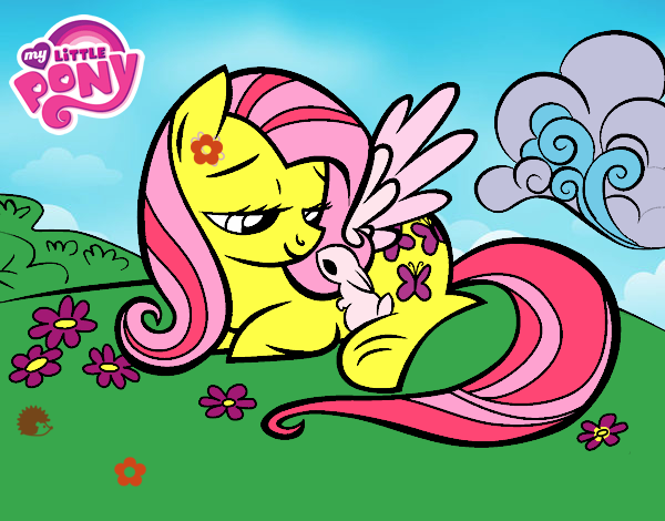 Fluttershy con un conejito